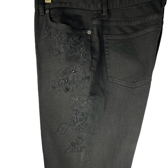 Lauren Jeans Co Embroidered High-Waisted Flared Bootcut Jeans, Black |12 - Picture 7 of 14